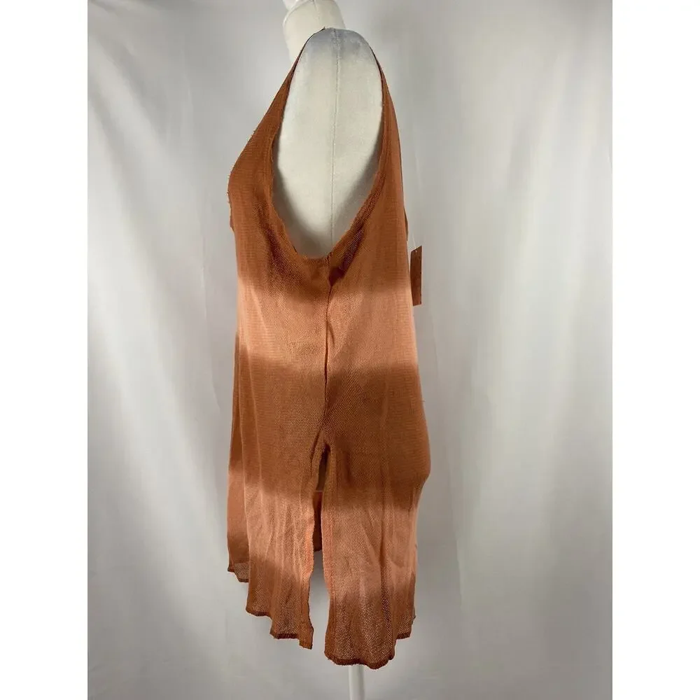 FREE PEOPLE Women Orange Acid Wash Sleeveless Scoop Neck Tank Top Size M A002069 - Picture 5 of 7